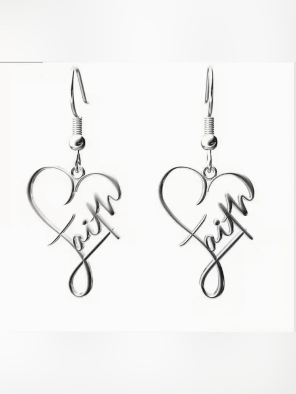 Heart Faith Dangle Earrings Beautiful Simplicity Modern New